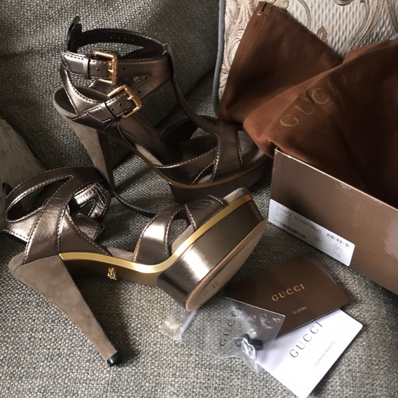 Gucci ‘Lifford Metal’ Sasso platform w/box sz 7.5 - Picture 1 of 7